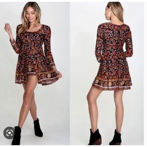 Revolve RAGA Size Medium Romper Shorts Long Sleeve Boho Cottage Peasant